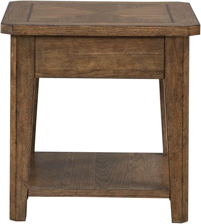 Liberty Furniture Carolina Park End Table for Living Room - Amber Brown Oak