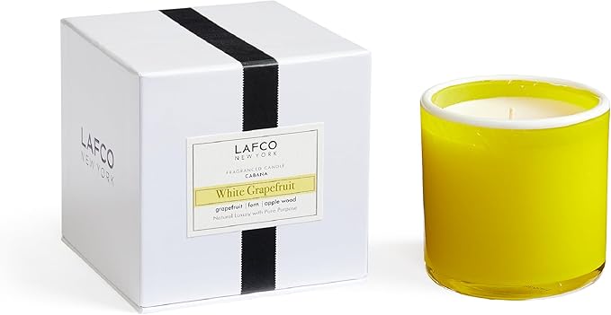 LAFCO New York Classic Candle, White Grapefruit - 6.5 oz - 50-Hour Burn Time - Reusable, Hand Blown Glass Vessel - Made in The USA
