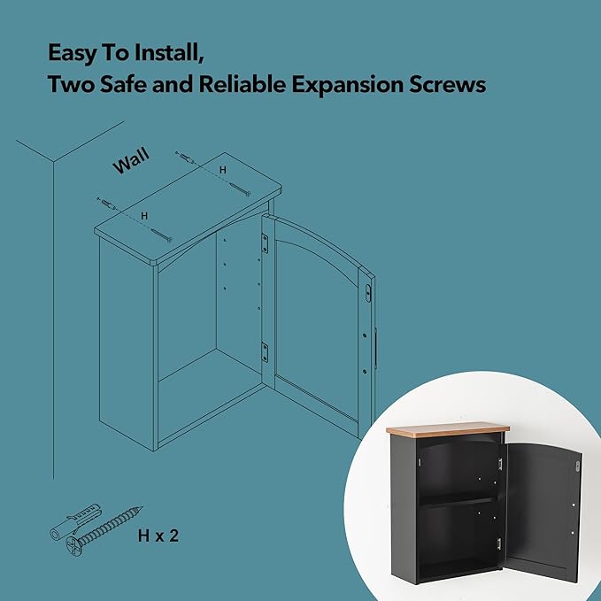 Bathroom Wall Cabinet 15 x 20 Inch Small Wall Cabinets Single Door Over Toilet Medicine Cabinet for Small Bathrooms