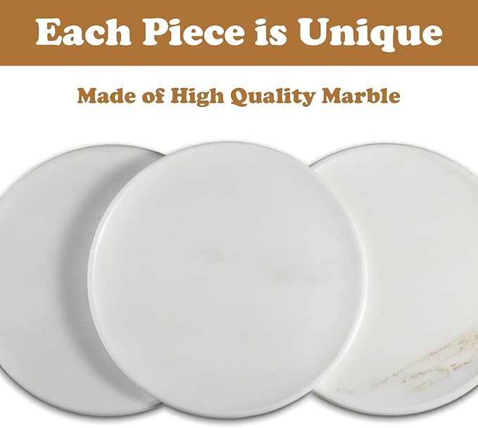 11.8inch Round Marble Serving Tray for Kitchen and Coffee Table, Bathroom Vanity Tray for Counter, White Decorative Catchall Tray for Jewelry, Namib Fantasy
