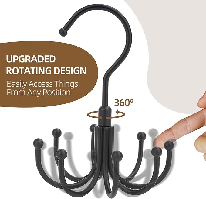 ZEDODIER Tank Top Hanger, Rotatable Bra Organzier for Closet, Max 24 Storage Capacity Sport Bras Holder, Metal Space Saving Closet Organizers and Storage, Black