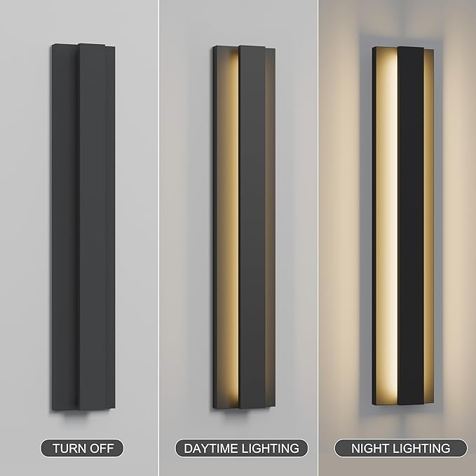 LamQee 31.5 Inch Long Outdoor Wall Lights Modern Exterior Lighting Fixtures, 3000K 24W LED Linear Outdoor Wall Sconce, Contemporary Matte Black Outside Wall Mount Lights for House Garage Porch Patio