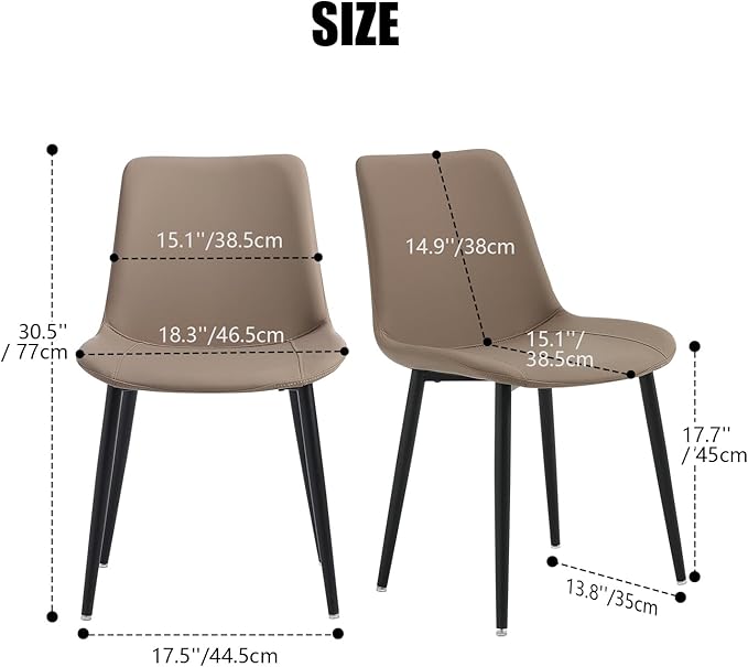 Leather Dining Chairs Set of 6, Mid Century Modern Faux Leather Kitchen & Dining Room Chairs, Comfortable Dinner Chair Kitchen Chair for Restaurant Living Room, Cafe, Home (6, Coffee)