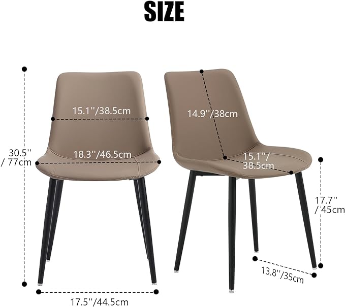 Leather Dining Chairs Set of 4, Mid Century Modern Faux Leather Kitchen & Dining Room Chairs, Comfortable Dinner Chair Kitchen Chairs for Restaurant Living Room, Cafe, Home (4, Coffee)