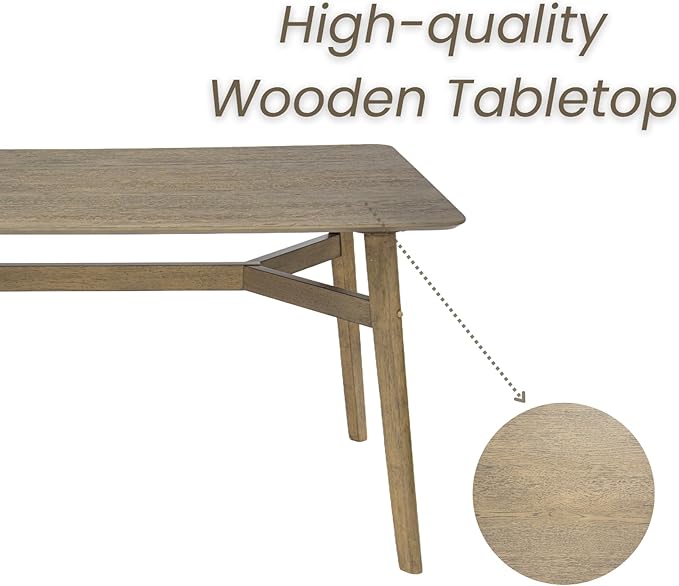 DUOMAY Modern Wooden Dining Table for 4-6 People, 59" Large Rectangular Dinner Table with Wood Legs for Home Dining Room Restaurant Farmhouse Kitchen, Grey