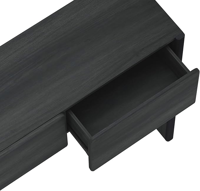 Manhattan Comfort Linda Modern Console Table with 3 Storage Drawers – 60" Narrow Entryway Stand for Living Room, Hallway, or Dining Room – Wood Grain Accent Furniture, Charcoal Grey