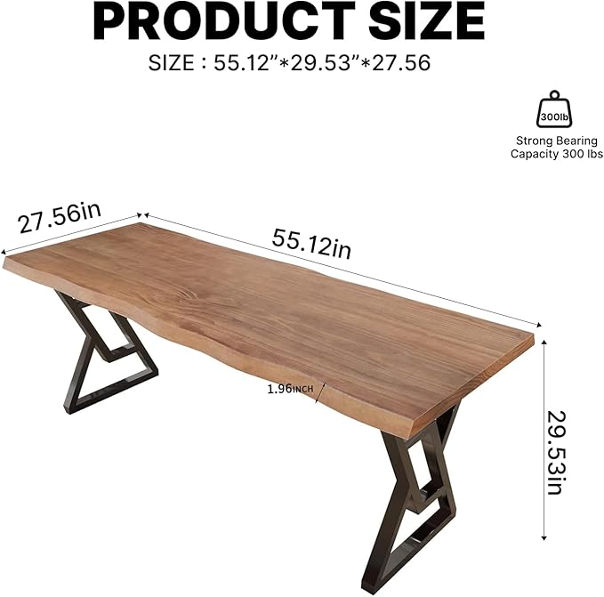 Solid Wood 55-inch Computer Desk - Large Office Desk for Home Office, Modern and Simple Design, Industrial Executive Work Table, Steady Home Office Bedroom Furniture for Study Reading Writing Dining