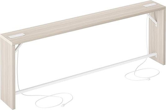 TIQLAB Sofa Table, 79''L x 9.1''W (1.2'' Thickness) Long Console Table Behind Couch, Entryway Table with Angled Metal Frame, Industrial Console Table, Light Walnut