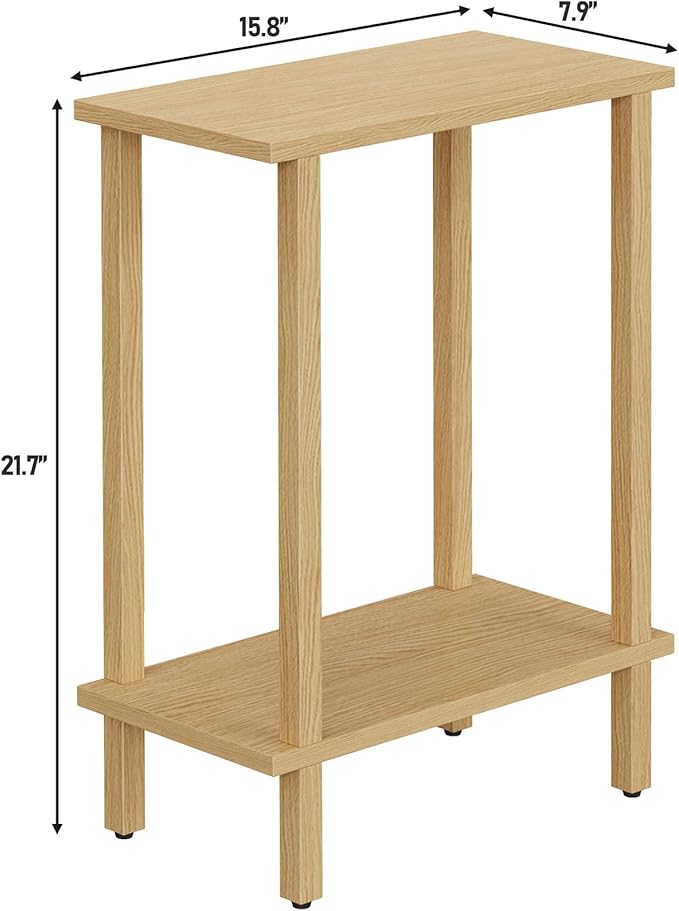 TUTOTAK Small Side Table, Narrow End Table, Skinny Sofa Table, Slim Nightstand, Couch Table, Living Room, Bed Room, Natural TB01BN062