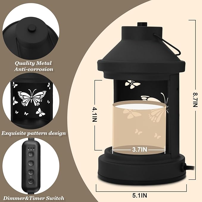 Candle Warmer Lamp Timer for Women Mom, House Warming Gifts New Home Decor, Modern Farmhouse Decor, Butterfly Candle Warmer Lanterns Vintage for All Jar Candles
