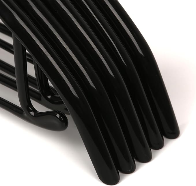 Non-Slip Rubber Coated Metal Hangers No Shoulder Bump, Set of 5/10 Heavy Duty Contour Sweater Hangers for Shirts Coats Dresses or Suits, Rust-Free Closet Clothes Organizer, 16.5”, Black
