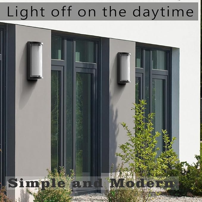 Sytmhoe Modern Exterior Wall Lights, 2Packs 3000k Outdoor Light Fixtures,LED Wall Mounted Lamps,Matte Black Porch&Patio Light for House,IP65 Waterproof for Garage Hallway Stairs Gardens(2packs)