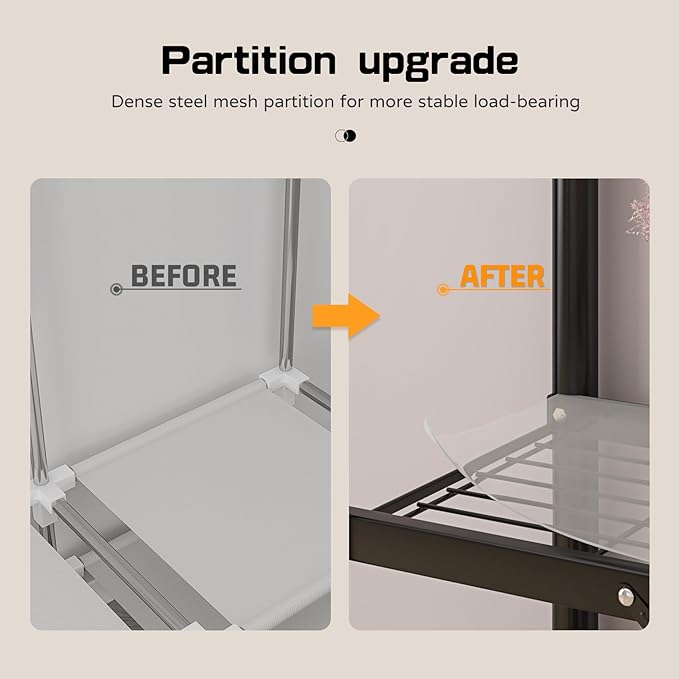 Gray Large Portable Armoire Wardrobe Closet with Foldable Clothing Wardrobe 25MM Steel Pipe Metal Frame Clothes Rack,One Piece Folding Design