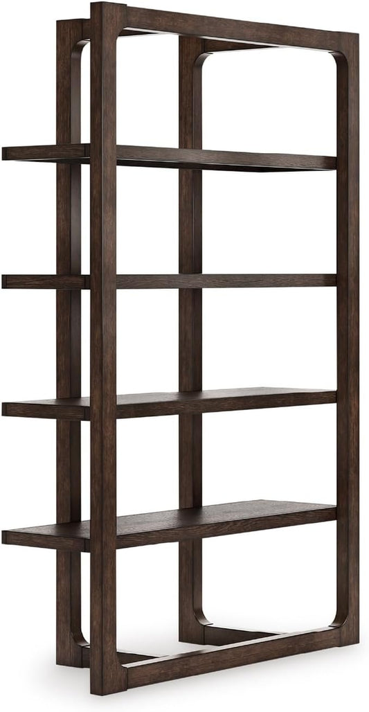 Signature Design by Ashley Breckington Contemporary Wood Framed 76" Bookcase with 4 Shelves, Dark Brown