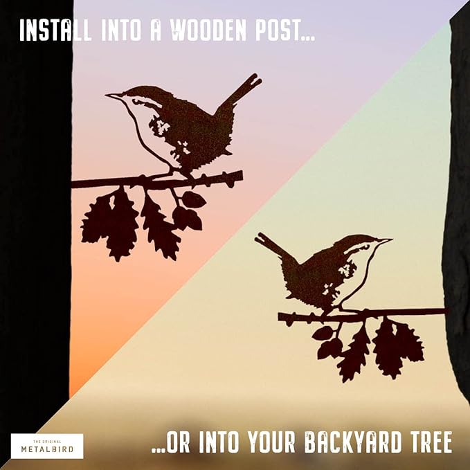 METALBIRD - Wren - Outdoor Tree Ornaments in Corten Steel - Metal Art Proudly Made in the USA