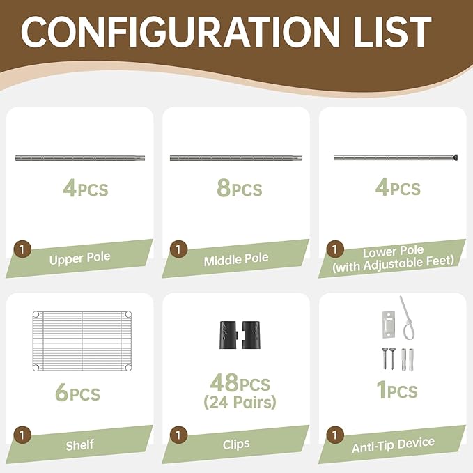 Small 5 tire Shelves Storage Wire Shelving Unit Metal Shelf Adjustable Organizers Storage Shelving for Bathroom Laundry Room Kitchen Pantry10”D x 16”W x 60.2”H Silver