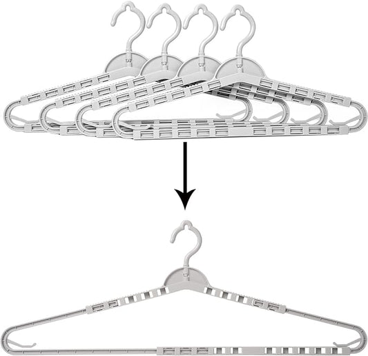 4 Pack Extra Large Hangers Enlarge Adjustable Shoulder 16.5"-26" Drying Hanger Sturdy for Wide Polos Tops Cardigans Quilt Bath Towel Big and Tall Shirts (Light Gray)