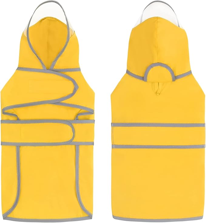 HDE Dog Raincoat with Clear Hood Rain Jacket Poncho for Small Medium Large Dogs Yellow - XXL