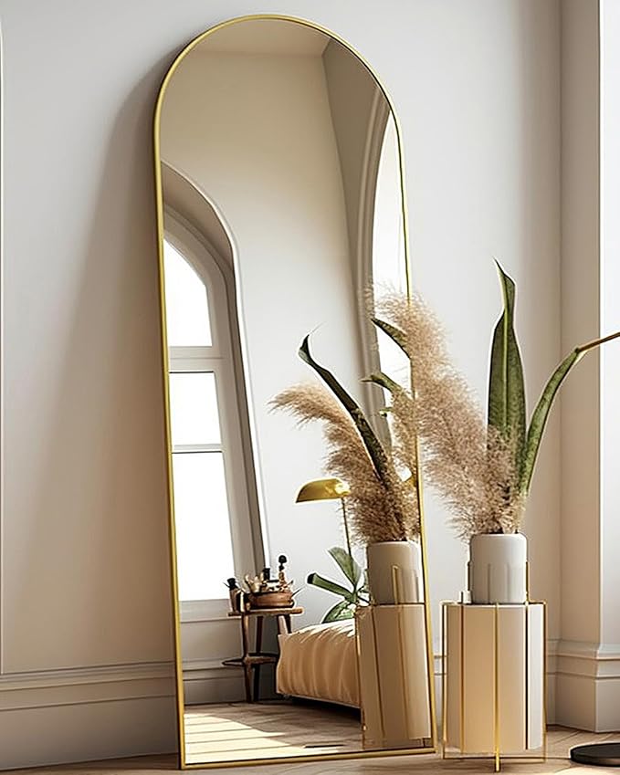 Arched Full Length Mirror - 18"58" Floor & Wall Mounted Mirror for Bedroom & Living Room, Gold