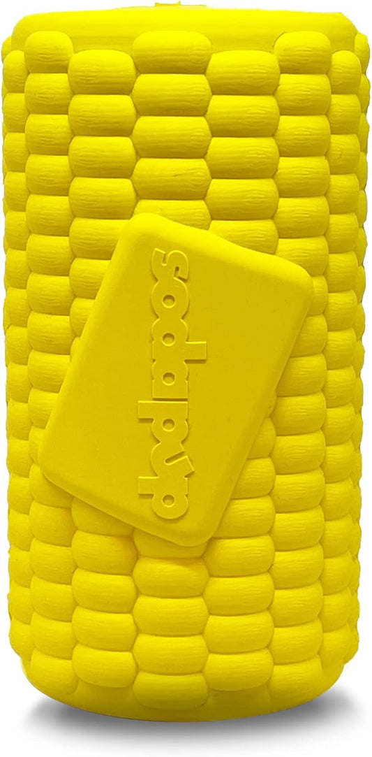 SodaPup Corn on the Cup – Durable Dog Treat Dispenser & Chew Toy Made in USA from Non-Toxic, Pet Safe, Food Safe Natural Rubber material for Mental Stimulation, Problem Chewing, Calming Nerves, & More