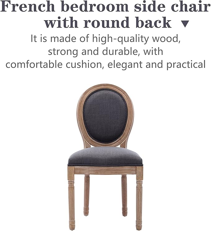 Nrizc French Country Dining Chairs Set of 6, Farmhouse Dining Chairs, Wood Round Back Dining Room Chair for Dining Room/Living Room/Bedroom
