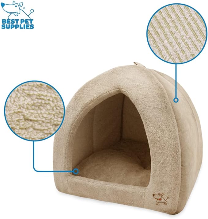 Pet Tent-Soft Bed for Dog and Cat by Best Pet Supplies - Tan, 19" x 19" x H:19"