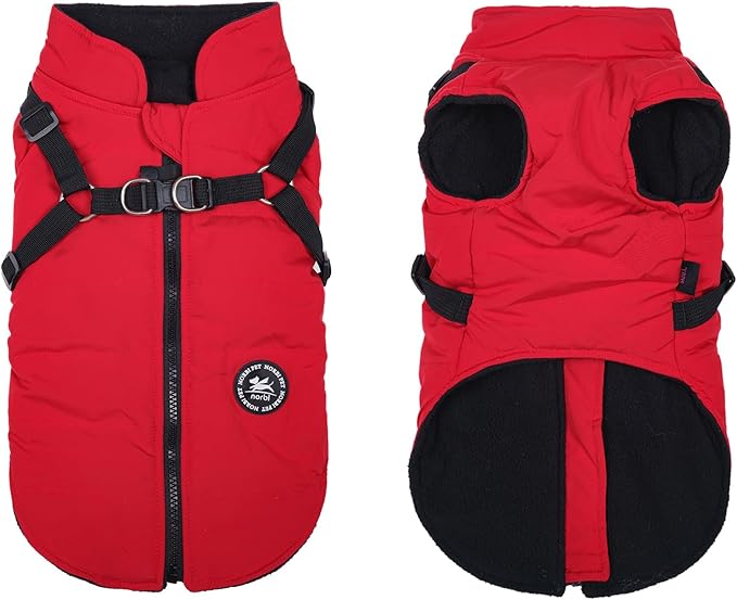 Norbi Dog Coat - Winter Jacket with Built-in Harness, Adjustable Warm Coats for Small to Large Dogs, Perfect for Cold Weather