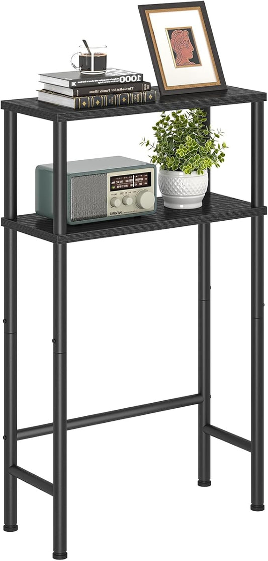 Narrow Console Table, 15.7" Small Entryway Table, 2-Tier Sofa Table with Storage, Skinny Console Tables for Entryway, Hallway, Bedroom, Living Room, Foyer, Black