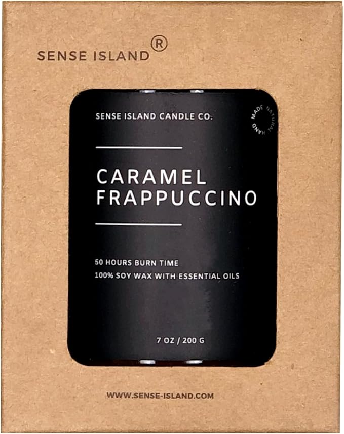 SENSE ISLAND Caramel Frappuccino Coffee Scented Candles for Home Scented | 100% Natural Soy Wax, 50 Hrs Burn Time Highly Scented Soy Candles House Warming Gifts