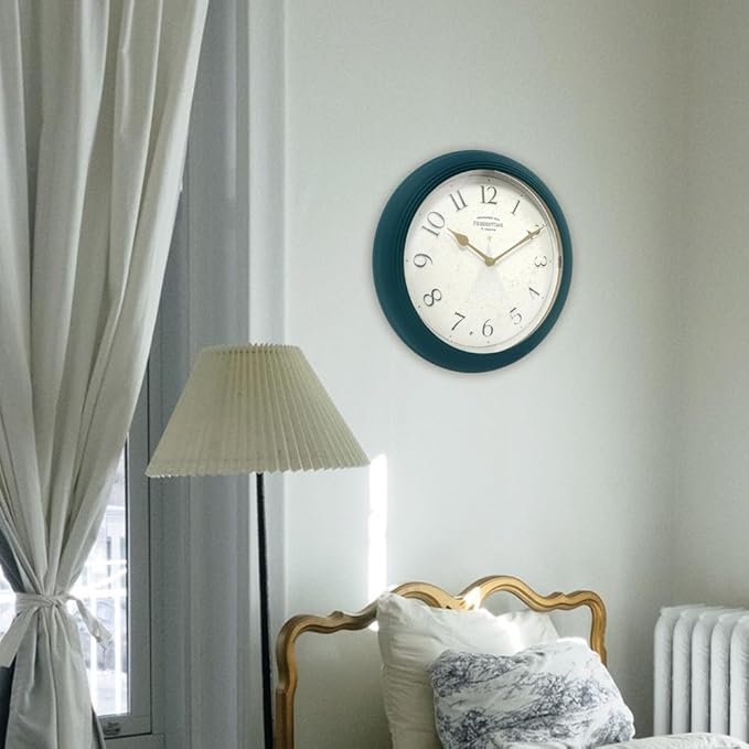 Presentime & Co. 12.6" Luminous Modern Wall Clock, Silent no Ticking, Forest Green Color, Night Light, Lighted Clock with Smart Sensor. Wall Decor for Living Room, Bathroom, Kitchen.