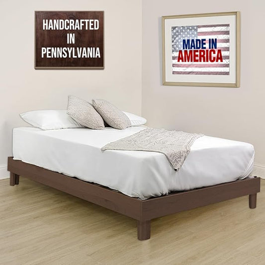 Solid Hardwood Platform Bed Frame with Slats, Quality Crafted in Pennsylvania, USA from Poplar by Mennonite Artisans, No Box Spring Needed, Easy Assembly