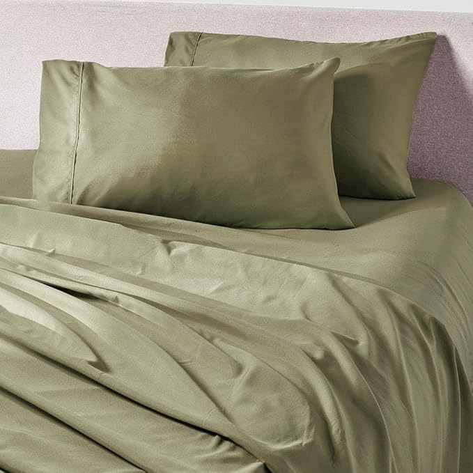 PeachSkinSheets Sage Green Sheet Set - 1500tc Level of Softness - Extra Soft Cooling Sheets for Hot Sleepers and Night Sweats - Queen Size