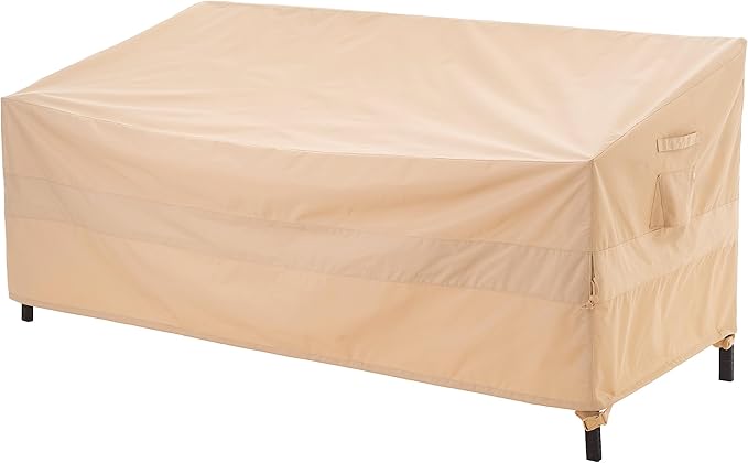 WJ-X3 Ripstop 3-Seater Outdoor Couch Cover, Heavy Duty Patio Sofa Cover,Waterproof & Wind Resistant,82W x 39D x 36H, Beige