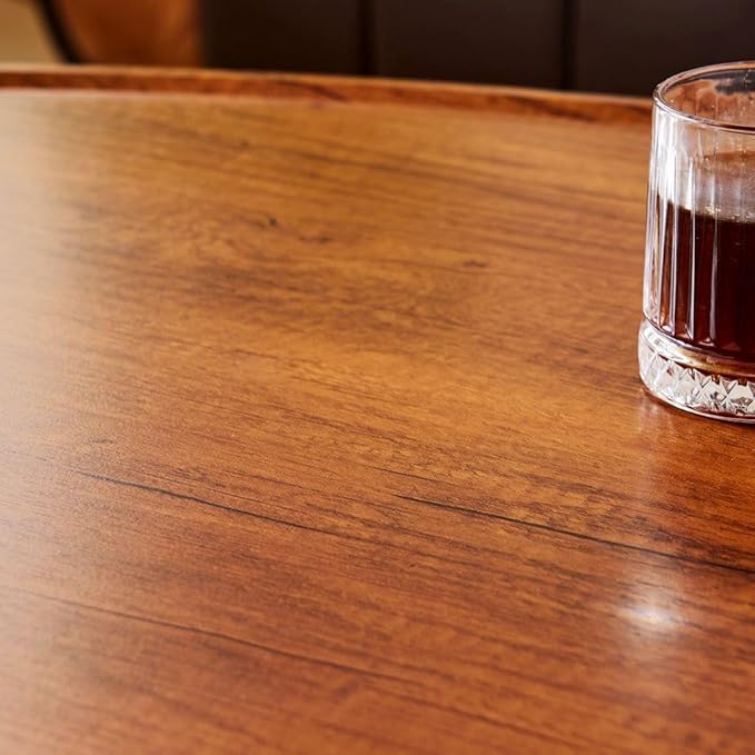 AGV Oval Coffee Table with Shelf Storage, 2-Tier Walnut Wood Finish Center Table for Living Room, Modern Asymmetrical Metal Legs, Raised Edge Sofa Table