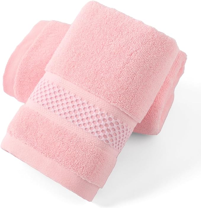 sense gnosis Pink Hand Towel Set of 2 Super Soft 100% Cotton Absorbent Plush Bath Hand Towels for Bathroom Home Decorative 13 X 29 Inches