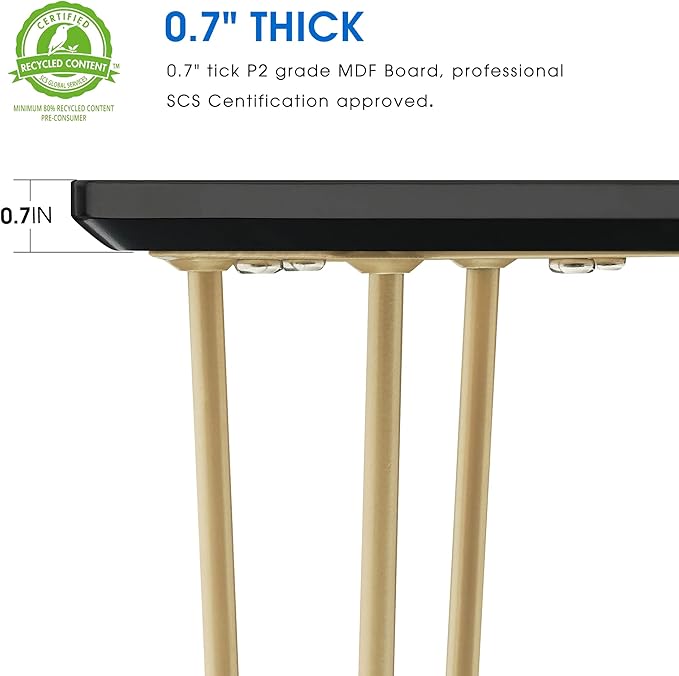 ivinta Dining Table for 4-6, Modern Marble Dining Table with Gold Hairpin Legs, 47inch Rectangle Dining Room Table for Small Space, Kitchen, Living Room, Lilac (Black)