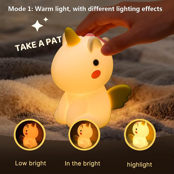 Unicorn Night Light for Adults Kids,Rechargeable Light Table Lamp Bedside Lamp with 7 Colors,LED Dimmable Animal Silicone Sleep Night Lamp Cute Room Decor Night Light for Girls Boys
