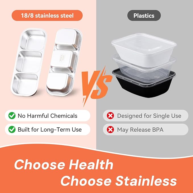 WELTOKE 3 Pack Stainless Steel Snack Containers for Kids & Adults,Metal Snack Containers with Lids,Reusable Snack Container for School, Work, Home & Travel