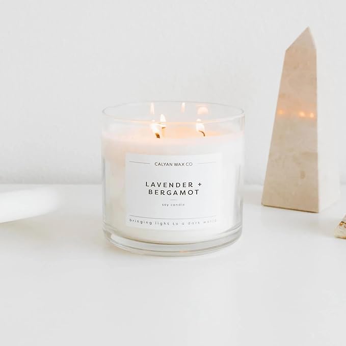 Calyan Wax Co. Everyday 3 Wick Scented Candle Gift Set - 4 Luxury Scented Candles - 43 Hour Burn - 3 Wick Non Toxic Soy Wax Candles - Long Lasting Large Glass Jar Candle for Home - 14.9oz