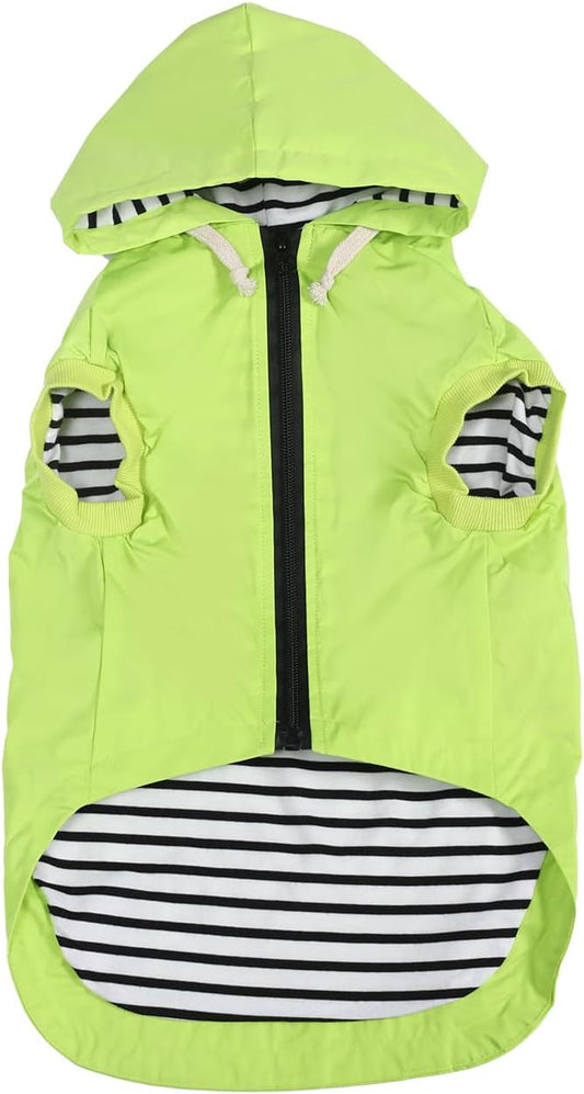 Dog Raincoat rain Jacket Dogs Waterproof fit for Small Medium Breeds Zipper Closure Pocket Storage in Cold Day - Light Green - XL