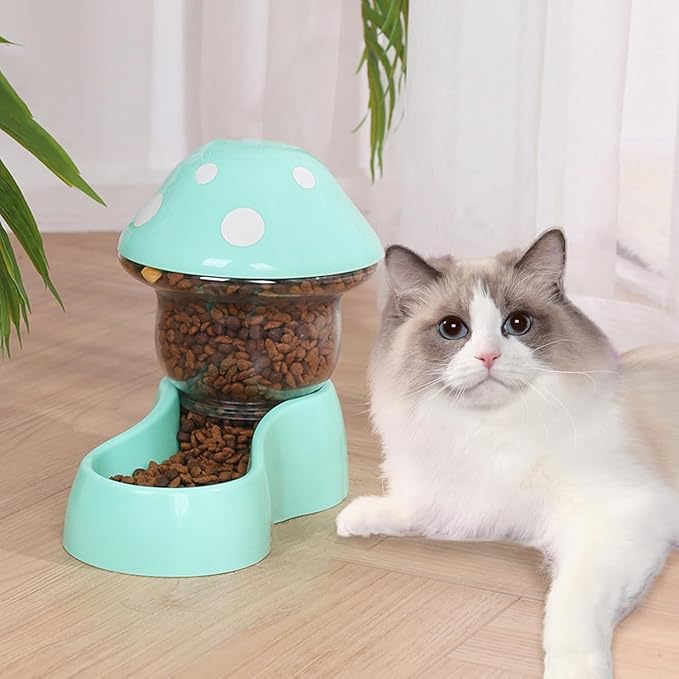 Automatic Pet Feeder with Mushroom Shape for Cats Dogs 2025 Easy Clean Refill Dual Food Water Dispenser