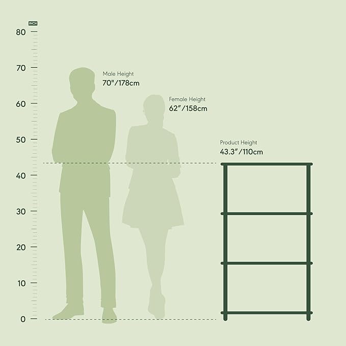 Furinno (99557LC/BK) Turn-N-Tube 4-Tier Multipurpose Shelf Display Rack - Light Cherry/Black