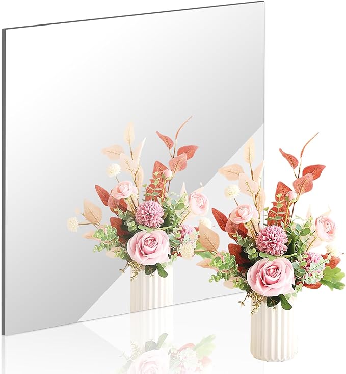 DARENYI 20x20 in Acrylic Mirror Sheet for Wall, 2.5mm Thick Unbreakable Non Glass Body Mirror Tile Self Adhesive Mirror Stickers Rectangular Wall Mirror for Bathroom Bedroom Home Gym Door Decor