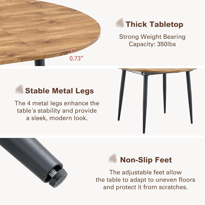 42" Round Dining Table for 4, 54" Oval Dining Table for 6, Extendable Kitchen & Dining Room Table with Metal Legs, Modern Rustic Space-Saving Adjustable Shape Dinner Table, Easy Assembly,White