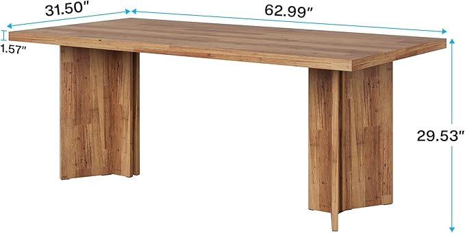 Tribesigns 63-inch Dining Table for 4-6, Farmhouse Kitchen Table with Large Tabletop, Rectangular Dinner Eating Table for Dining Room, Living Room, Kitchen