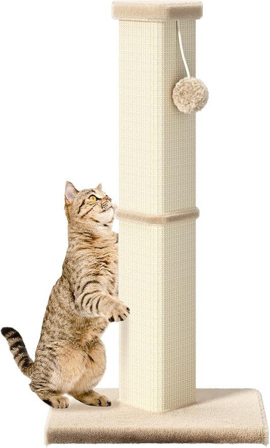 Cat Scratching Post, 32 Inch Tall Scratching Post for Indoor with 5 Inch Diameter Posts and Ball Cat Scratcher for Medium and Large Cats
