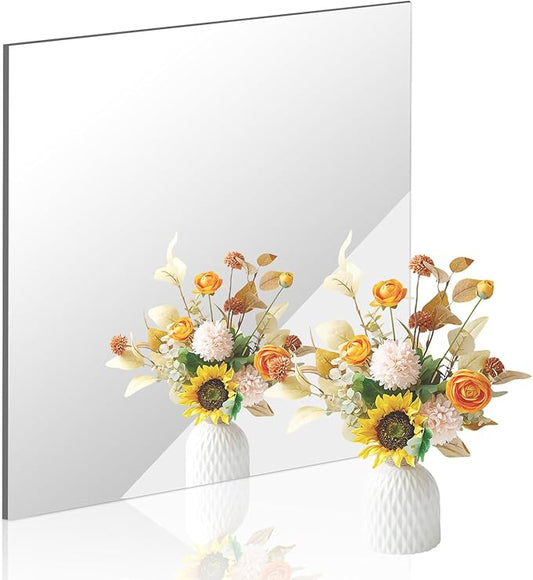 DARENYI 18x18 in Acrylic Mirror Sheet for Wall, 2.5mm Thick Unbreakable Non Glass Body Mirror Tile Self Adhesive Mirror Stickers Rectangular Wall Mirror for Bathroom Bedroom Home Gym Door Decor