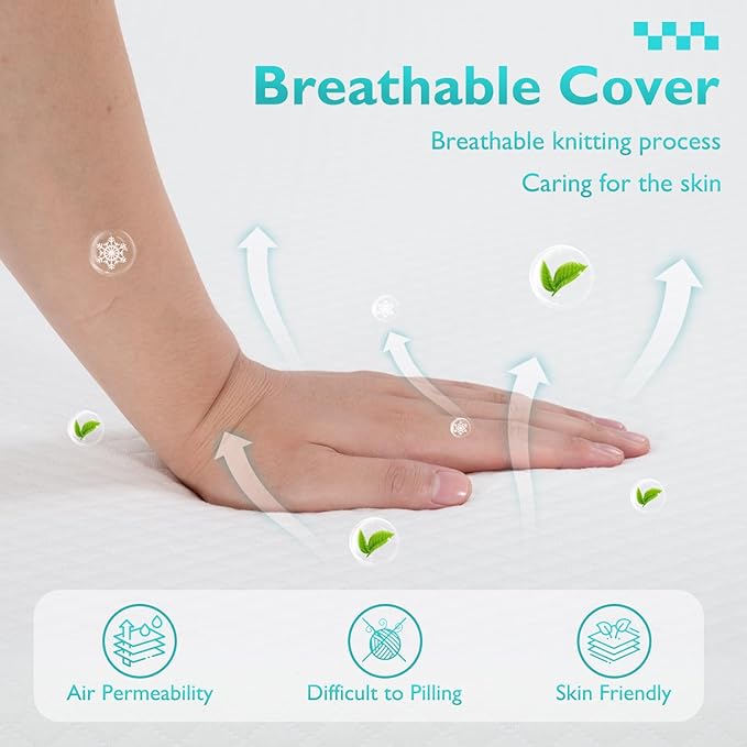 FDW | 10 Inch Twin XL Mattress | Medium Firm | Gel Memory Foam Mattress | White | Bed in a Box, CertiPUR-US Certified | Pressure Relief, Cooling Ventilated Foam | Washable Removable Cover