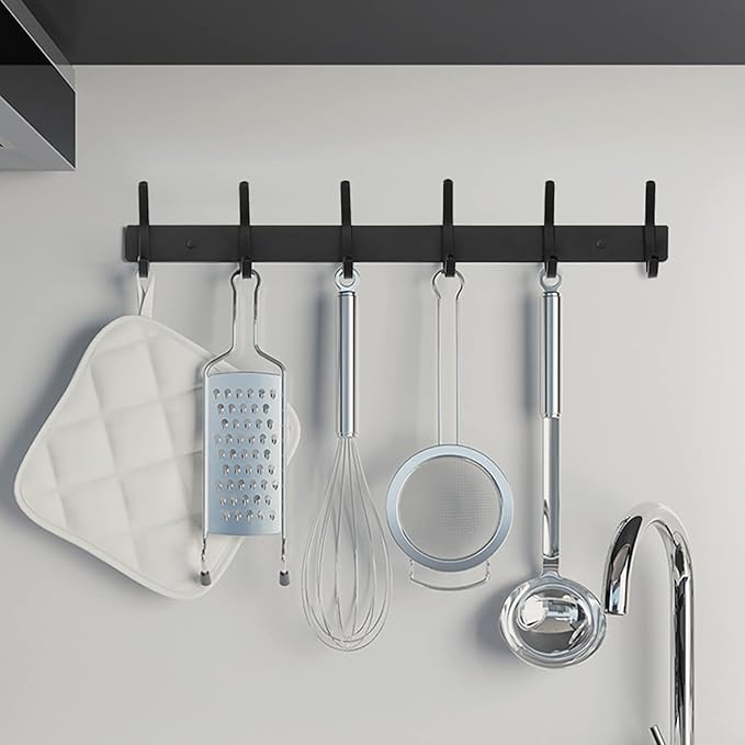 FANYITY 2 Pack Black Coat Rack Wall Mount, Entryway Coat Hanger Wall Mounted with 6 Double Dual Hooks for Purse Jacket Hat