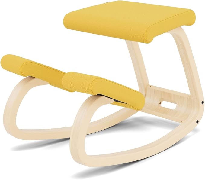 Varier Variable Natural/Yellow Ergonomic Office Kneeling Chair – Active Sitting, Rocking Seat for Home, Study & Posture Support – 10 Year Quality Guarantee